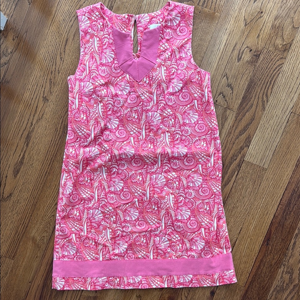 Vineyard vines Girls seashell pink print shift dress size 6